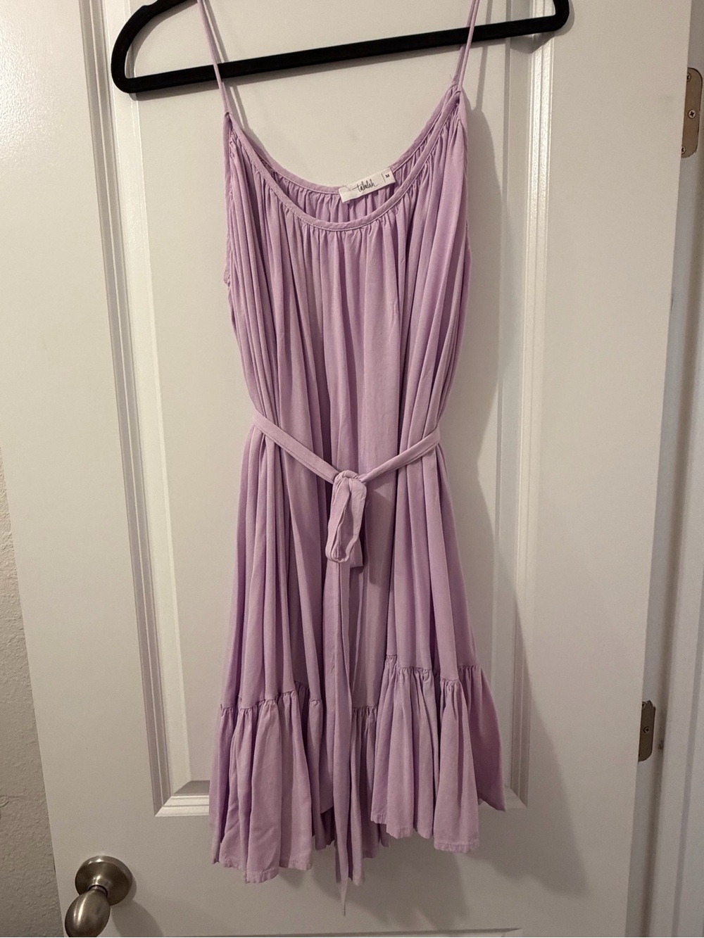 TALULAH Lilac Spaghetti Strap Tie-Waist Midi Dress